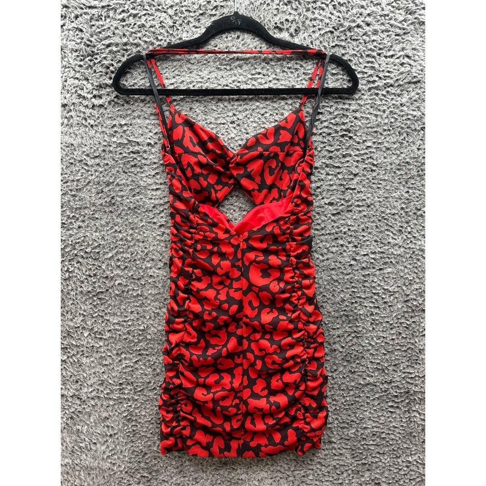 NWT Michael Costello x Revolve Afton Mini Dress Red Black Leopard Womens Size XS - Picture 2 of 11
